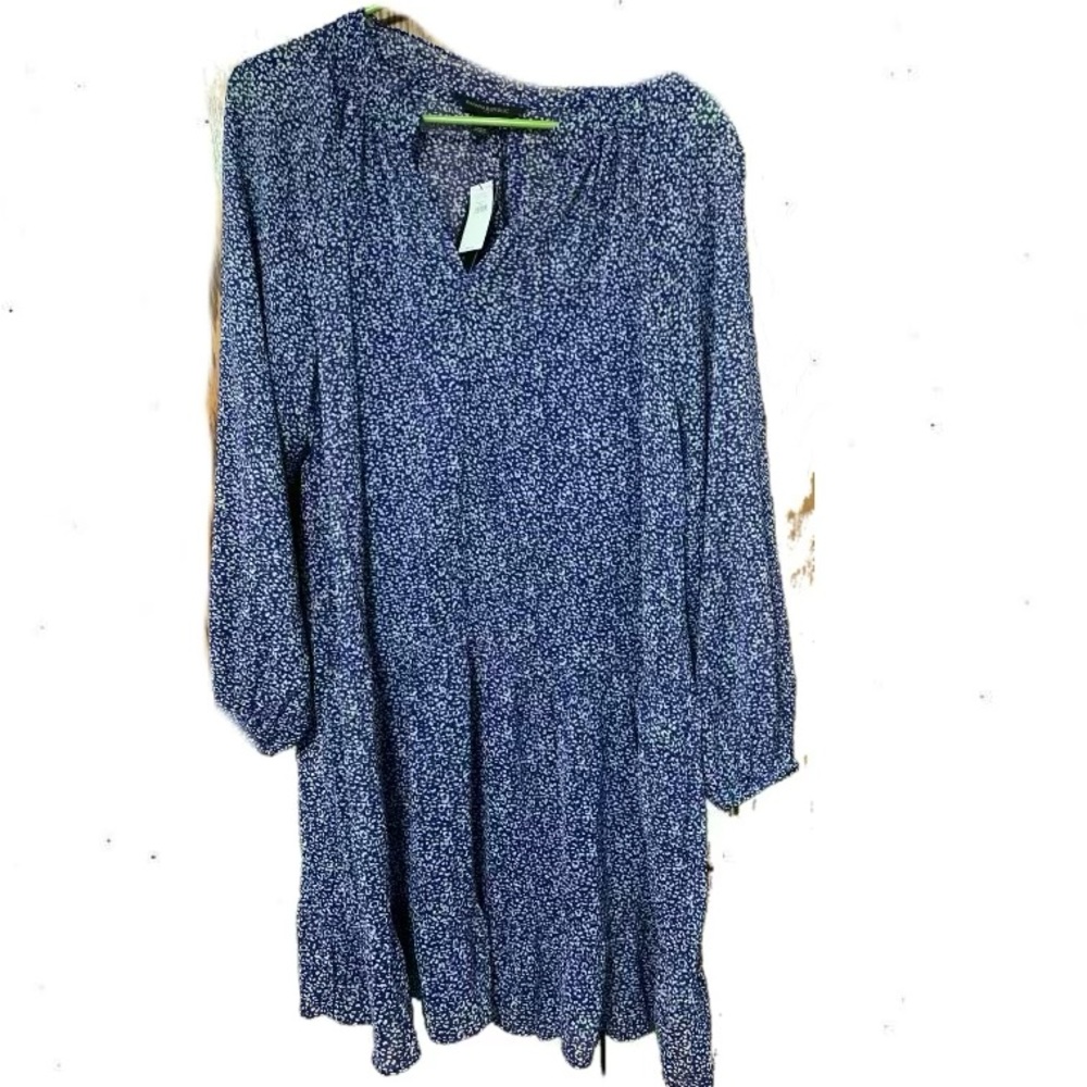 Banana Republic Blue Floral Knee Length Dress - Size Large NWT!